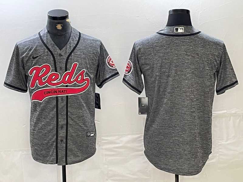 Men%27s Cincinnati Reds Blank Grey Gridiron Cool Base Stitched Baseball Jersey->colorado rockies->MLB Jersey
